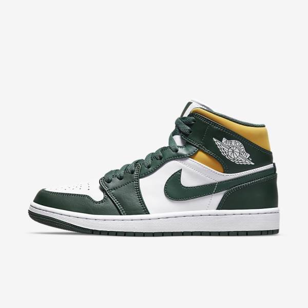 Nike Air Jordan 1 Stredne Jordan Tenisky Panske Zelene Biele | NK205FEL