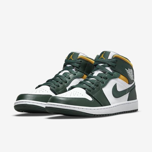 Nike Air Jordan 1 Stredne Tenisky Panske Zelene Biele | NK921CEG