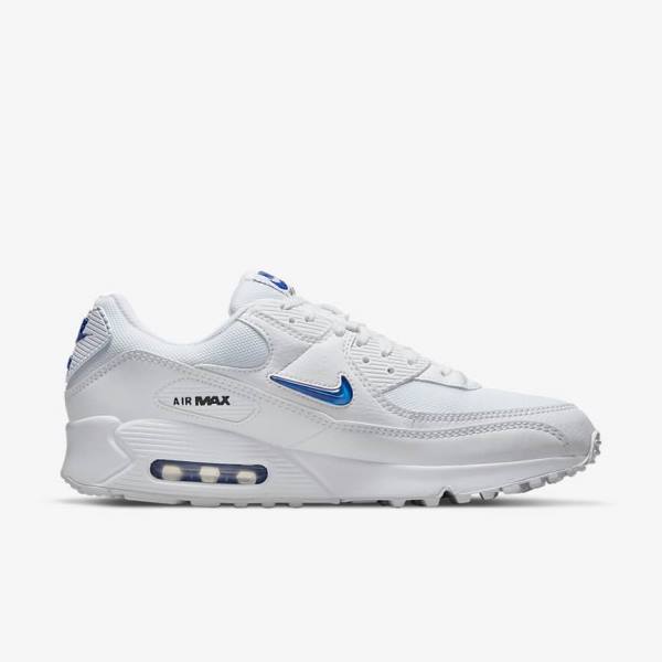 Nike Air Max 90 Tenisky Panske Biele Čierne Kráľovská Modrá | NK851GMN