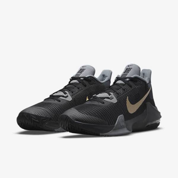 Nike Air Max Impact 3 Basketbalove Tenisky Panske Čierne Siva Tmavo Siva Metal Zlate | NK694ACW