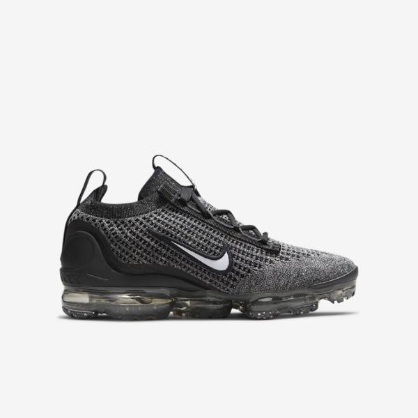 Nike Air VaporMax 2021 FK Older Tenisky Detske Čierne Biele Tmavo Siva Čierne | NK148NCS