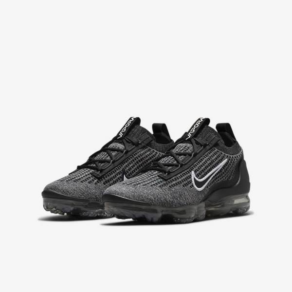 Nike Air VaporMax 2021 FK Older Tenisky Detske Čierne Biele Tmavo Siva Čierne | NK148NCS