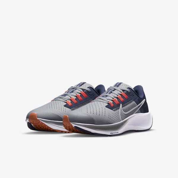 Nike Air Zoom Pegasus 38 Older Cestne Bežecké Tenisky Detske Siva Námornícka Modrá Oranžové Biele | NK940YUR