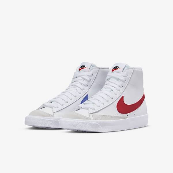 Nike Blazer Stredne 77 Older Basketbalove Tenisky Detske Biele Modre Čierne Červené | NK510QMF