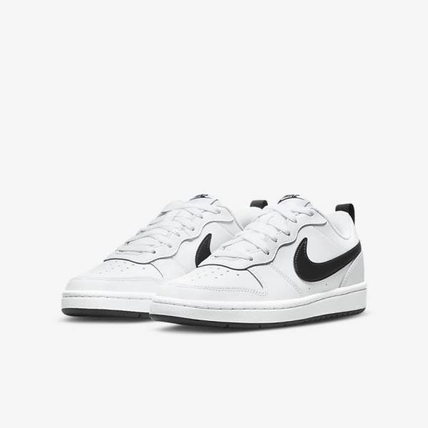 Nike Court Borough Low 2 Older Tenisky Detske Biele Čierne | NK563SBY