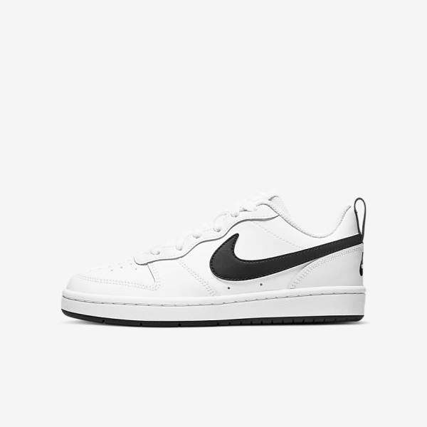 Nike Court Borough Low 2 Older Tenisky Detske Biele Čierne | NK563SBY