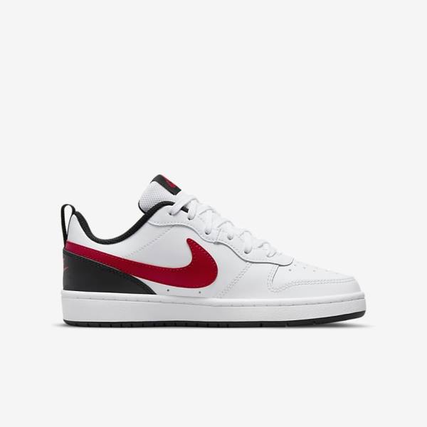 Nike Court Borough Low 2 Older Tenisky Detske Biele Čierne Červené | NK796XYG