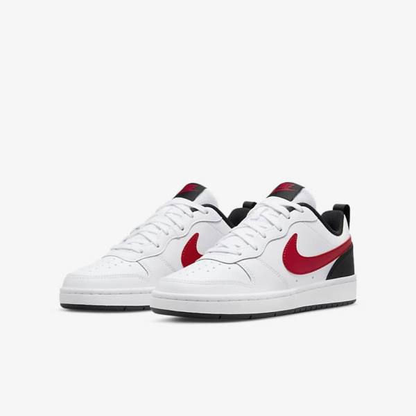 Nike Court Borough Low 2 Older Tenisky Detske Biele Čierne Červené | NK796XYG