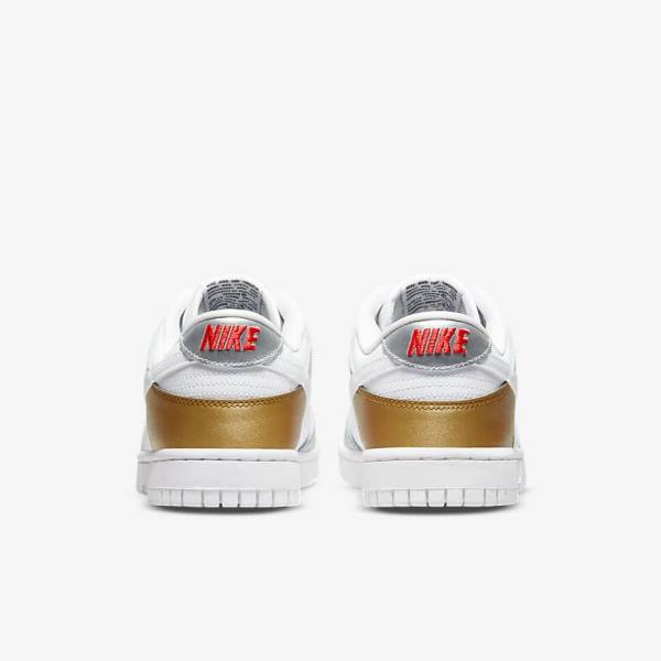 Nike Dunk Low SE Tenisky Damske Zlate Strieborne Červené Biele | NK648WXA