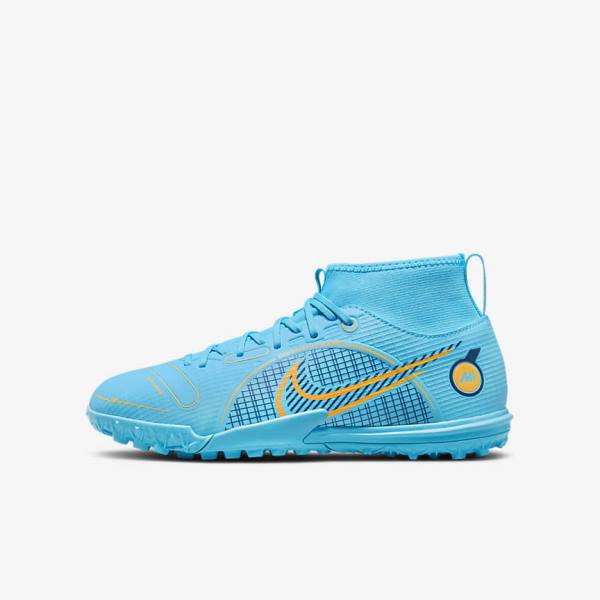 Nike Jr. Mercurial Superfly 8 Academy TF Older Turf Kopačky Detske Modre Oranžové | NK571SEI