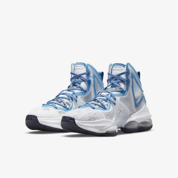 Nike LeBron 19 Older Basketbalove Tenisky Detske Biele Modre | NK814UAJ