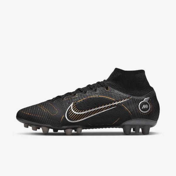 Nike Mercurial Superfly 8 Elite AG Artificial-Grasss Kopačky Damske Čierne Metal Strieborne Siva Metal Zlate | NK610ONW