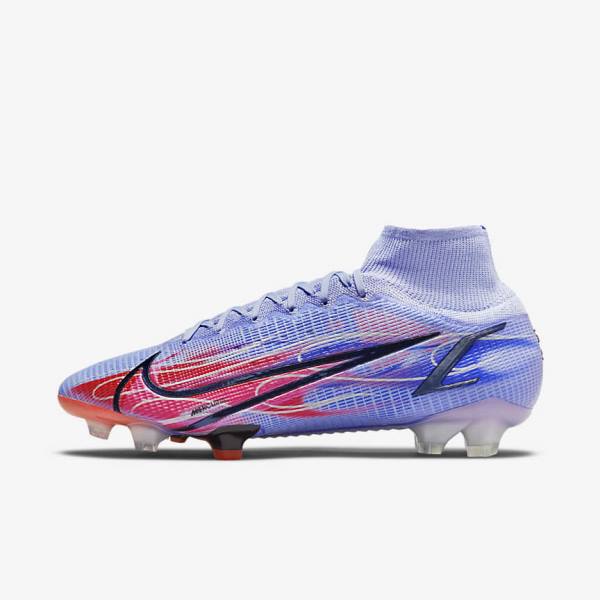 Nike Mercurial Superfly 8 Elite KM FG Firm-Ground Kopačky Panske Indigo Svetlo Červené Metal Strieborne | NK536DJB