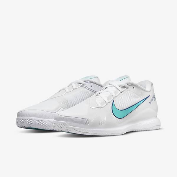 Nike NikeCourt Air Zoom Vapor Pro Clay Court Tenisove Tenisky Panske Biele Svetlo Béžové Kráľovská Modrá Modre Tyrkysové | NK816WNL