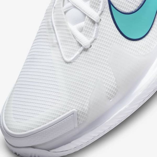 Nike NikeCourt Air Zoom Vapor Pro Clay Court Tenisove Tenisky Panske Biele Svetlo Béžové Kráľovská Modrá Modre Tyrkysové | NK816WNL