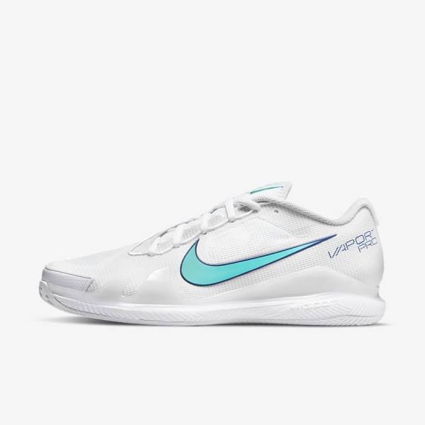 Nike NikeCourt Air Zoom Vapor Pro Clay Court Tenisove Tenisky Panske Biele Svetlo Béžové Kráľovská Modrá Modre Tyrkysové | NK816WNL