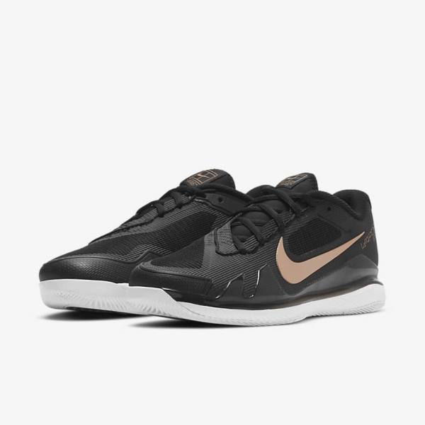 Nike NikeCourt Air Zoom Vapor Pro Hard-Court Tenisove Tenisky Damske Čierne Biele Metal Červené Hnede | NK138SOP