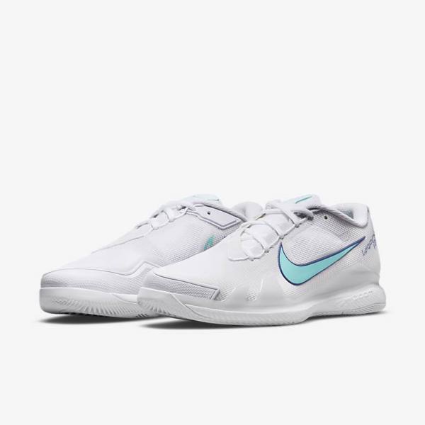 Nike NikeCourt Air Zoom Vapor Pro Hard-Court Tenisove Tenisky Panske Biele Svetlo Béžové Kráľovská Modrá Modre Tyrkysové | NK546HNA