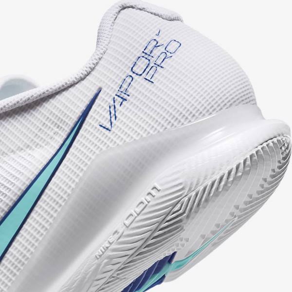 Nike NikeCourt Air Zoom Vapor Pro Hard-Court Tenisove Tenisky Panske Biele Svetlo Béžové Kráľovská Modrá Modre Tyrkysové | NK546HNA