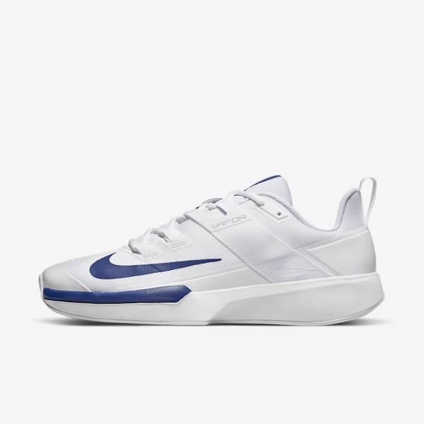 Nike NikeCourt Vapor Lite Clay Court Tenisove Tenisky Panske Biele Kráľovská Modrá Modre | NK715SOL