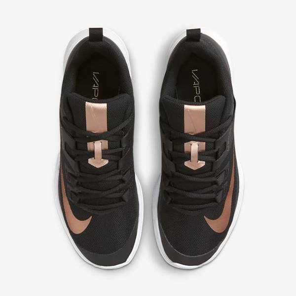 Nike NikeCourt Vapor Lite Hard-Court Tenisove Tenisky Damske Čierne Biele Metal Červené Hnede | NK395HYW