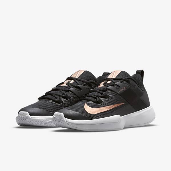 Nike NikeCourt Vapor Lite Hard-Court Tenisove Tenisky Damske Čierne Biele Metal Červené Hnede | NK395HYW