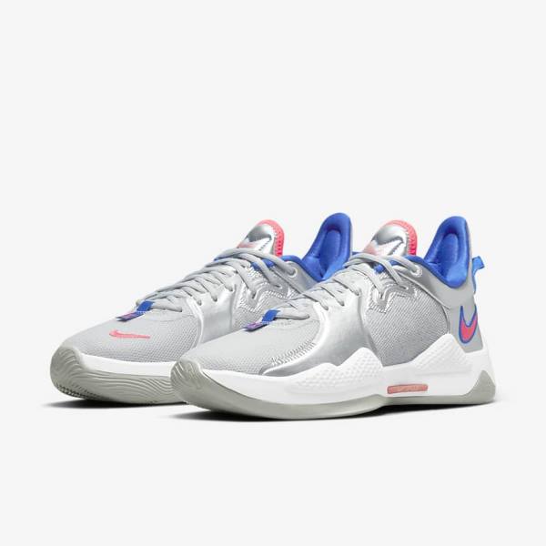 Nike PG 5 Basketbalove Tenisky Damske Metal Strieborne Kráľovská Modrá Červené | NK416JDO