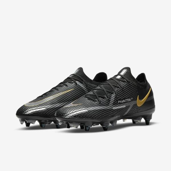 Nike Phantom GT2 Elite SG-Pro AC Soft-Ground Kopačky Panske Čierne Metal Zlate Metal Strieborne Metal Tmavo Siva | NK823BWY