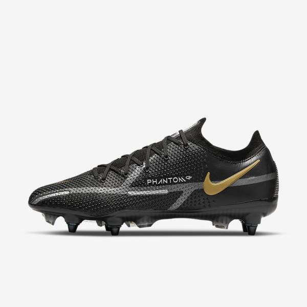 Nike Phantom GT2 Elite SG-Pro AC Soft-Ground Kopačky Panske Čierne Metal Zlate Metal Strieborne Metal Tmavo Siva | NK823BWY