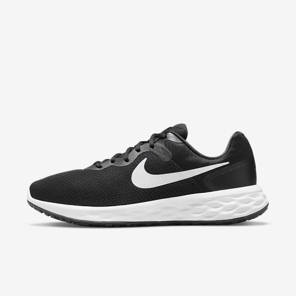 Nike Revolution 6 (Extra Siroke Topanky) Bežecké Tenisky Panske Čierne Siva Biele | NK786AHM