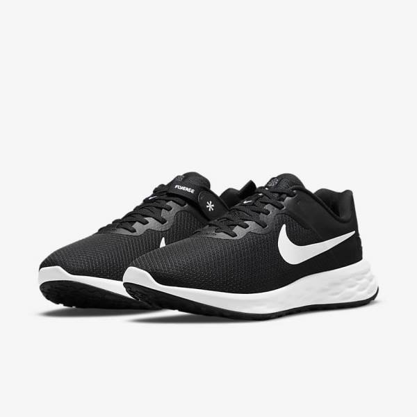 Nike Revolution 6 FlyEase Next Nature Easy-On-And-Off Cestne (Extra Siroke Topanky) Bežecké Tenisky Panske Čierne Siva Biele | NK376HLW