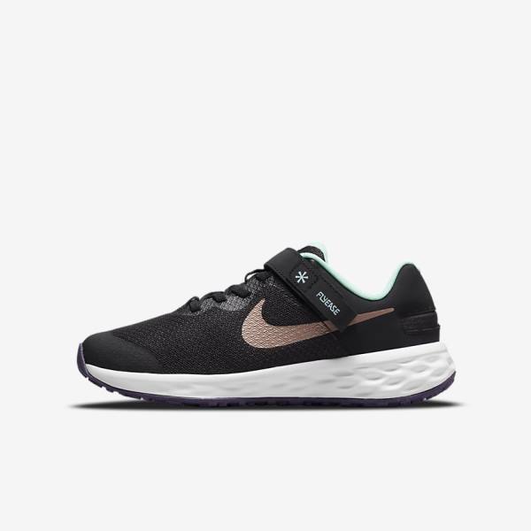 Nike Revolution 6 FlyEase Older Easy On-Off Cestne Bežecké Tenisky Detske Čierne Mätové Nachový Metal Červené Hnede | NK654RZA