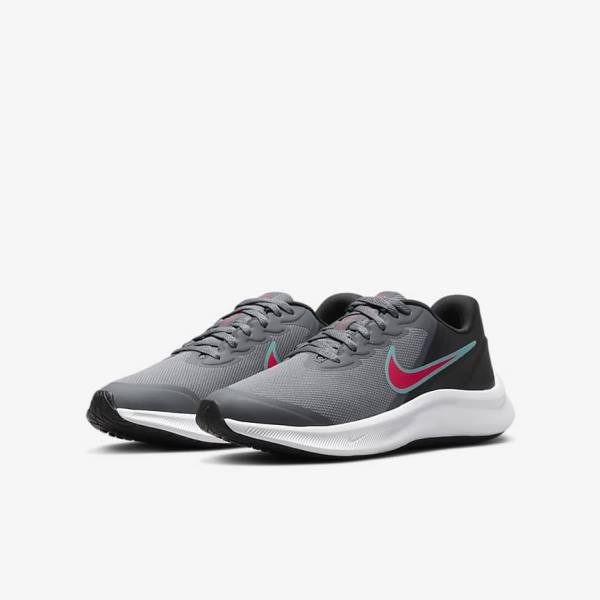 Nike Star Runner 3 Older Cestne Bežecké Tenisky Detske Siva Čierne Červené | NK762DQH