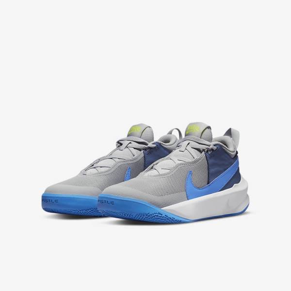 Nike Team Hustle D 10 Older Basketbalove Tenisky Detske Siva Námornícka Modrá Zelene Modre | NK740BSW