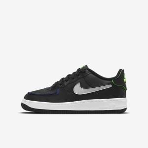 Nike Air Force 1-1 Older Tenisky Detske Čierne Metal Strieborne | NK983EQT