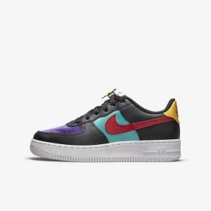 Nike Air Force 1 LV8 EMB Older Tenisky Detske Čierne Tyrkysové Nachový Červené | NK063RXI