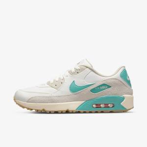 Nike Air Max 90 G Golfove Topanky Panske Biele Svetlo Hnede Tyrkysové | NK067KVH