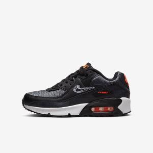 Nike Air Max 90 Older Tenisky Detske Čierne Oranžové Siva Biele | NK105QJL