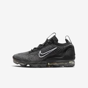 Nike Air VaporMax 2021 FK Older Tenisky Detske Čierne Biele Tmavo Siva Čierne | NK148NCS