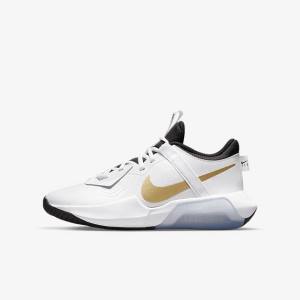 Nike Air Zoom Crossover Older Basketbalove Tenisky Detske Biele Čierne Metal Zlate | NK106QRM