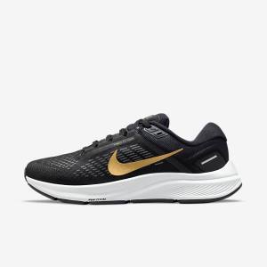 Nike Air Zoom Structure 24 Cestne Bežecké Tenisky Damske Čierne Tmavo Siva Metal Zlate | NK307VSY