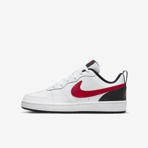 Nike Court Borough Low 2 Older Tenisky Detske Biele Čierne Červené | NK796XYG