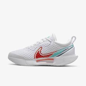 Nike NikeCourt Zoom Pro Hard Court Tenisove Tenisky Damske Biele Červené Bordove Tyrkysové | NK594NDS