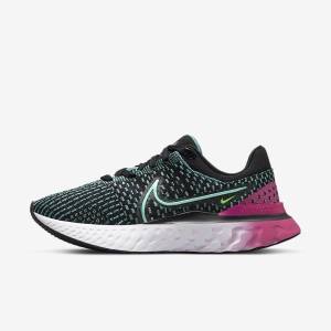 Nike React Infinity Run Flyknit 3 Cestne Bežecké Tenisky Damske Čierne Ruzove Tyrkysové Tyrkysové | NK358OMV