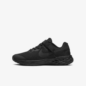 Nike Revolution 6 FlyEase Older Easy On-Off Cestne Bežecké Tenisky Detske Čierne Tmavo Siva | NK431OQS