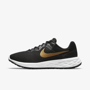 Nike Revolution 6 Next Nature Cestne Bežecké Tenisky Panske Čierne Biele Metal Zlate | NK271SJF