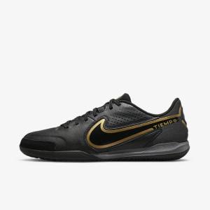 Nike Tiempo Legend 9 Academy IC Indoor-Court Kopačky Panske Čierne Tmavo Siva Metal Zlate Čierne | NK234QRM